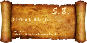 Siffert Béla névjegykártya